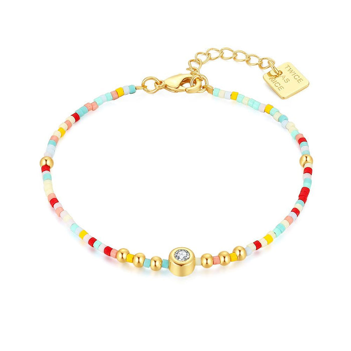High Fashion Bracelet, Multicoloured Miyuki Beads, 1 Crystal