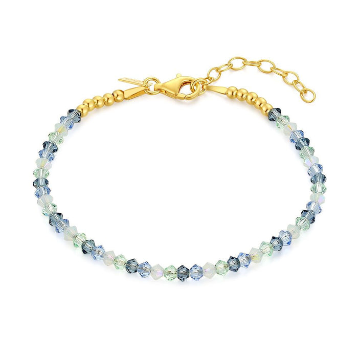 18Ct Gold Plated Silver Bracelet, Green, Blue, Iridescent