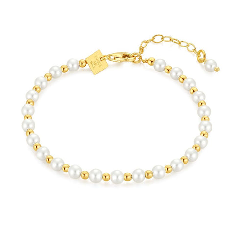 18Ct Gold Plated Silver Bracelet, Pearls, Balls