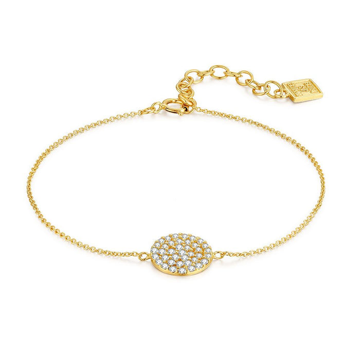 18Ct Gold Plated Silver Bracelet, Round With Zirconia