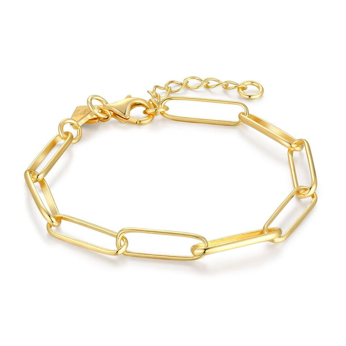 18Ct Gold Plated Silver Bracelet, Oval Links, 5 Mm