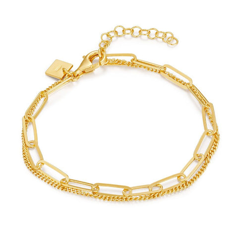18Ct Gold Plated Silver Bracelet, Oval Links, Gourmet Chain