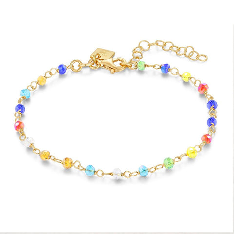 18Ct Gold Plated Silver Bracelet, Multi-Coloured Stones