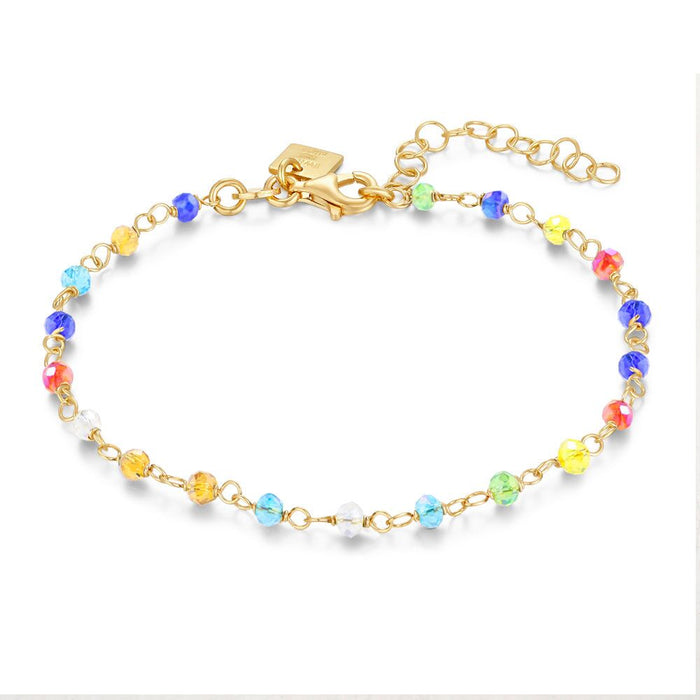 18Ct Gold Plated Silver Bracelet, Multi-Coloured Stones