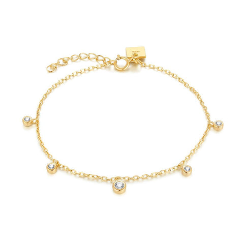 18Ct Gold Plated Silver Bracelet, 5 Zirconia