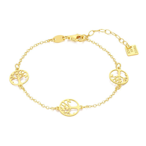 18Ct Gold Plated Silver Bracelet, Tree Of Life