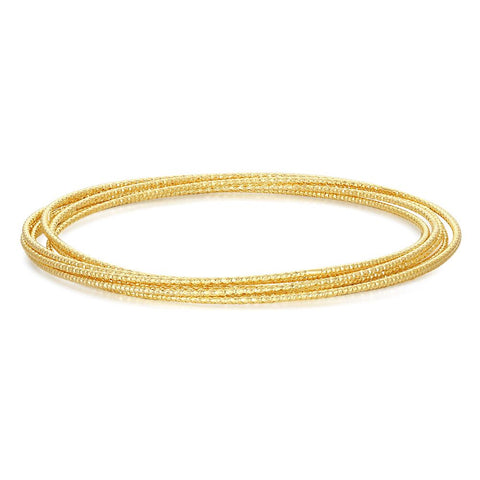 18Ct Gold Plated Bracelet, 7 Chiseled Bangles