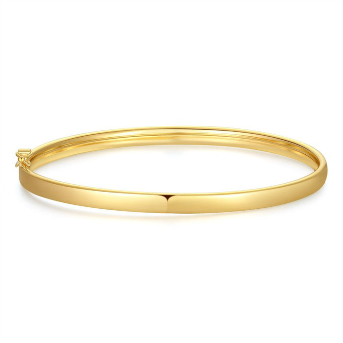 18Ct Gold Plated Bracelet, Oval Bangle, 6 Cm
