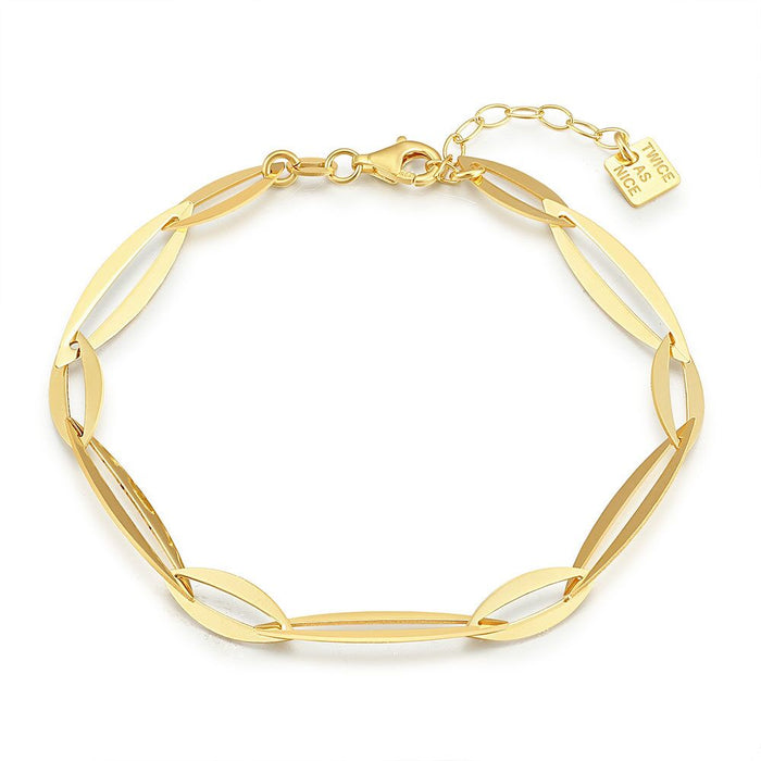 18Ct Gold Plated Silver Bracelet, Large And Small Open Elipses