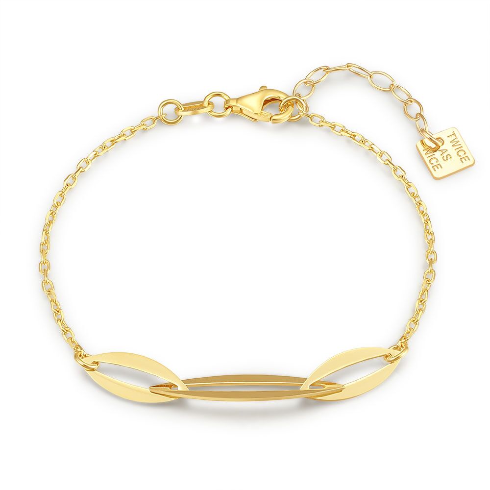 18Ct Gold Plated Silver Bracelet, 3 Open Elipses