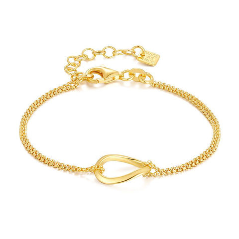 18Ct Gold Plated Silver Bracelet, Double Chain, Open Oval