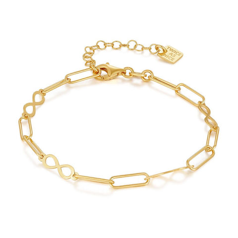 18Ct Gold Plated Silver Bracelet, Oval Links, Infinities