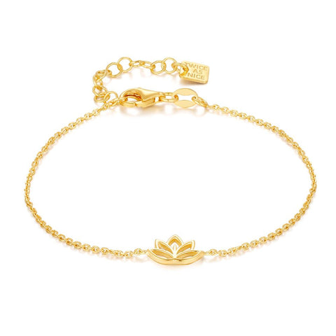 18Ct Gold Plated Silver Bracelet, Lotus Flower