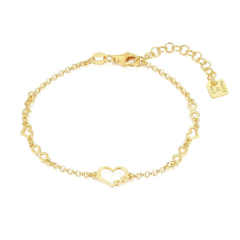 18Ct Gold Plated Silver Bracelet, Hearts, Infinity