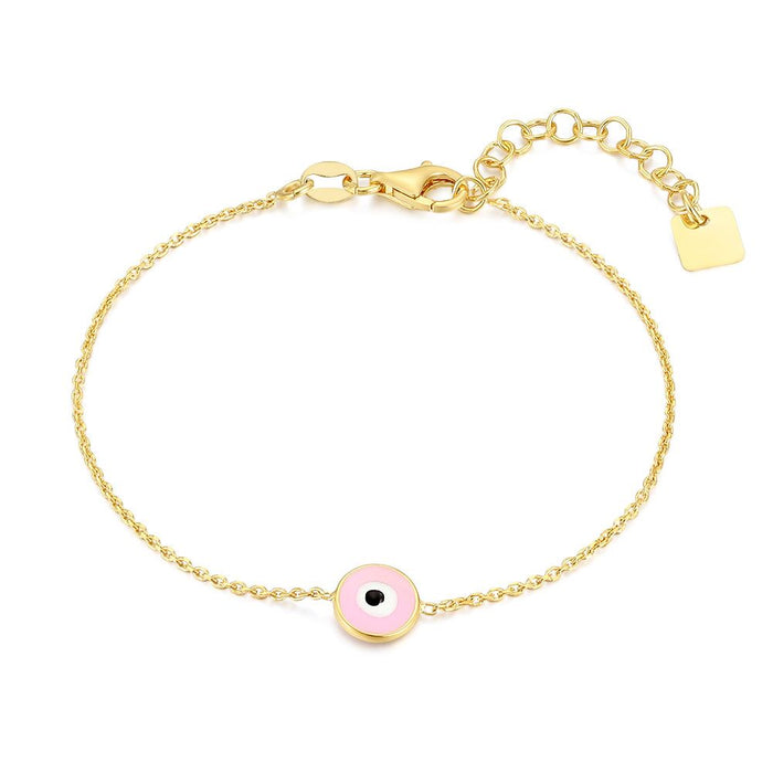 18Ct Gold Plated Silver Bracelet, Pink Eye