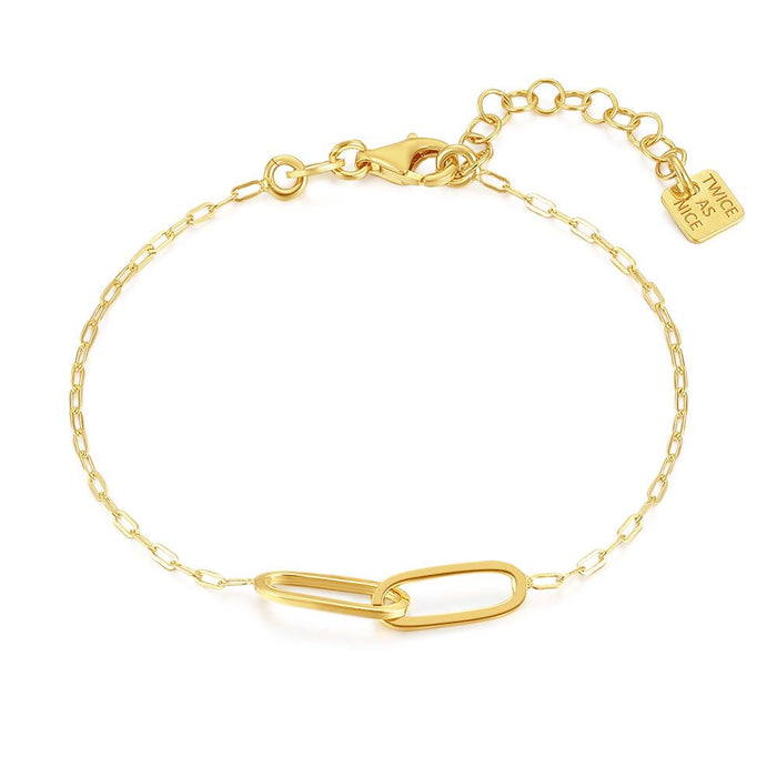 18Ct Gold Plated Silver Bracelet, 2 Oval Links