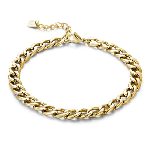 Gold Coloured Stainless Steel Bracelet, Gourmet Chain 7 Mm