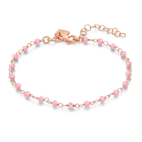 Rosé Silver Bracelet, Pink Stones
