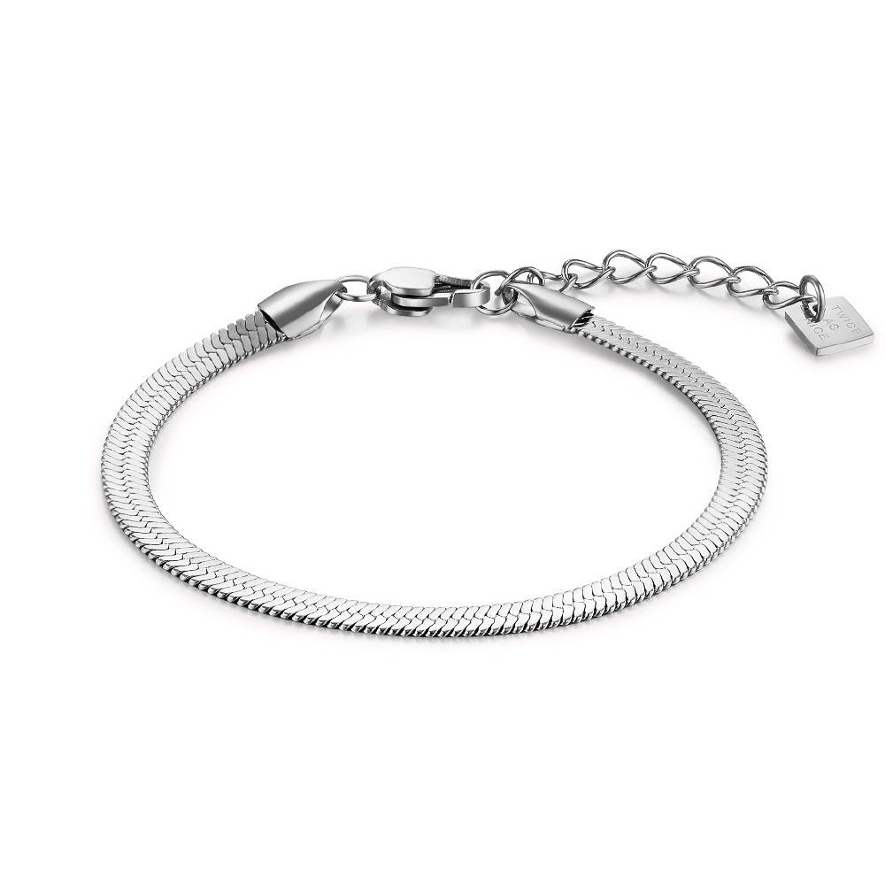 Stainless Steel Bracelet, 4 Mm Flat Snake Chain