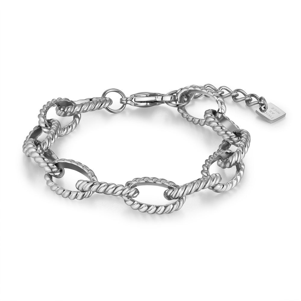 Stainless Steel Bracelet, Oval Links, Twisted