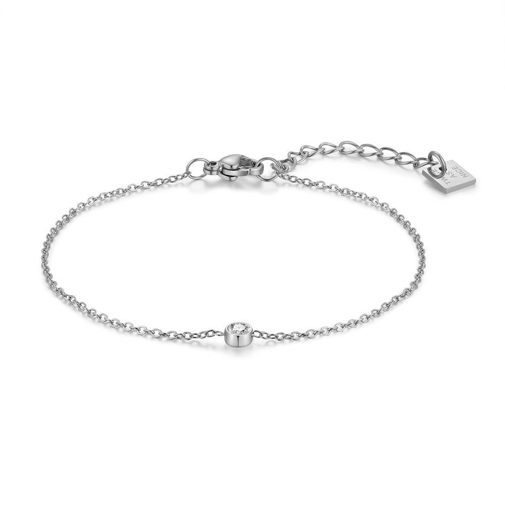 Stainless Steel Bracelet, 1 Crystal, 4 Mm
