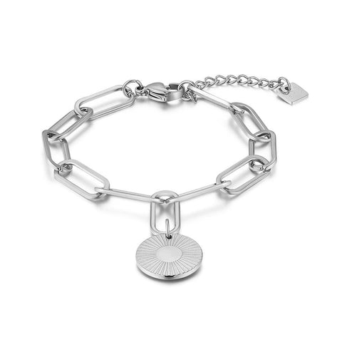 Stainless Steel Bracelet, Oval Links, Sun
