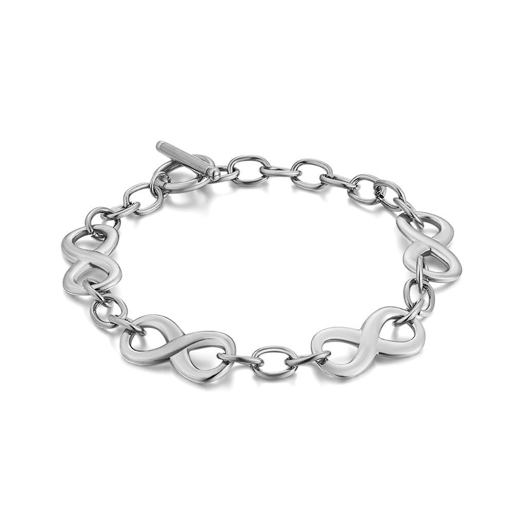 Stainless Steel Bracelet, Oval Links, Infinities
