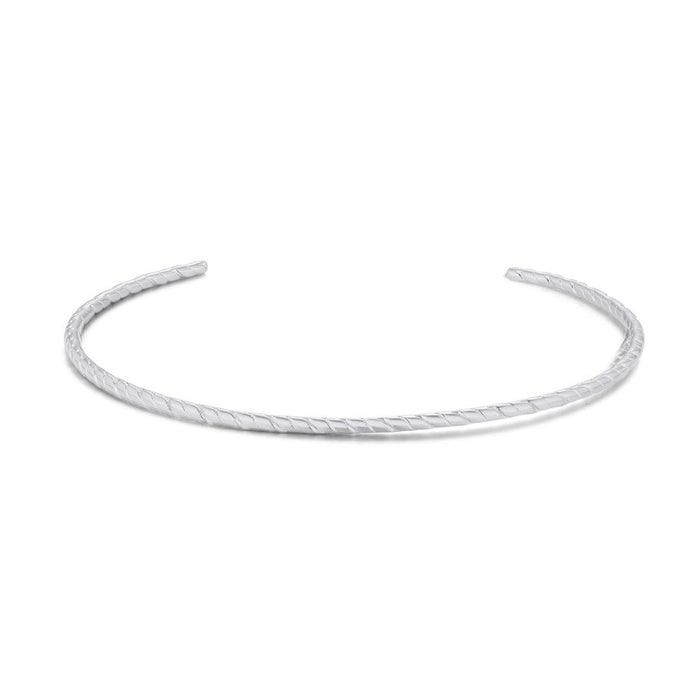 Stainless Steel Bracelet, Thin Open Bangle, Striped