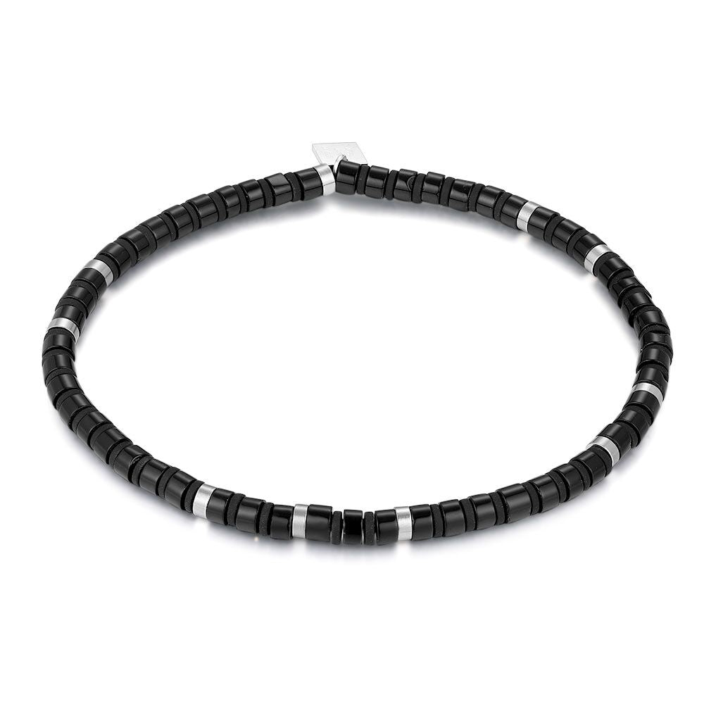Stainless Steel Necklace, Rings In Black Agate