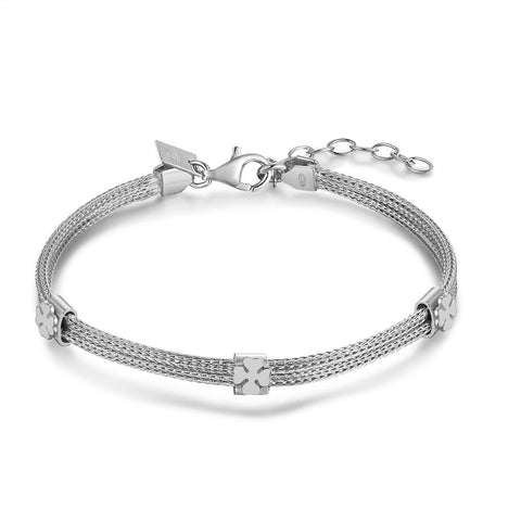 Silver Bracelet, 2 Chains, 3 Clovers