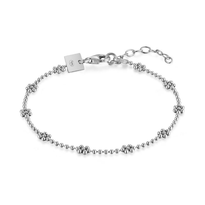 Silver Bracelet, Flowers, Ball Chain
