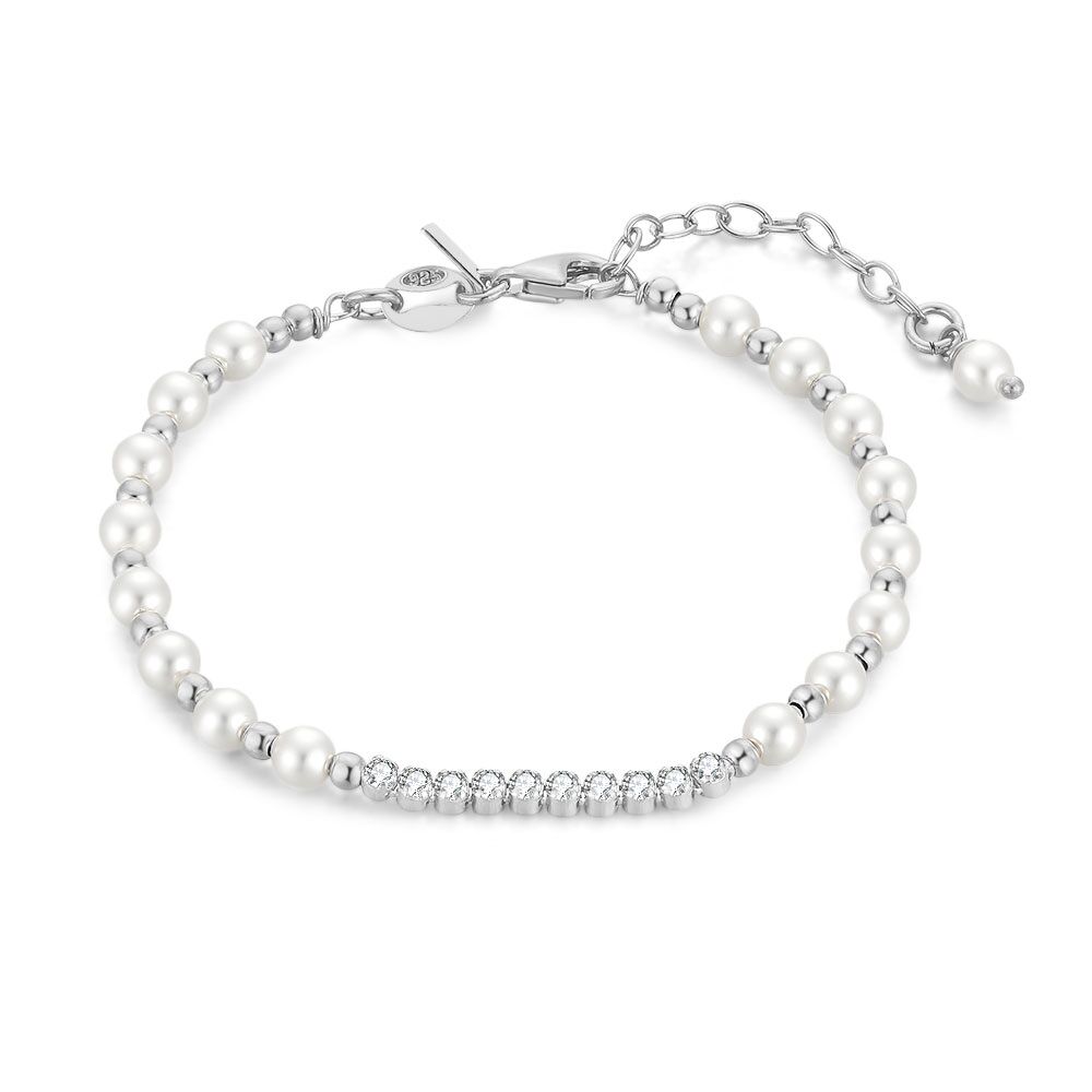 Silver Bracelet, Pearls And Zirconia