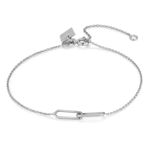 Silver Bracelet, 2 Oval Links