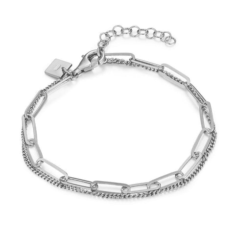 Silver Bracelet, Double, Oval Links, Gourmet Chain