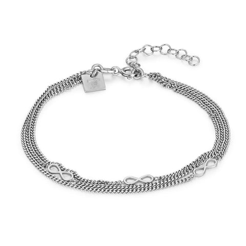 Silver Bracelet, 3 Infinities, 3 Gourmet Chains
