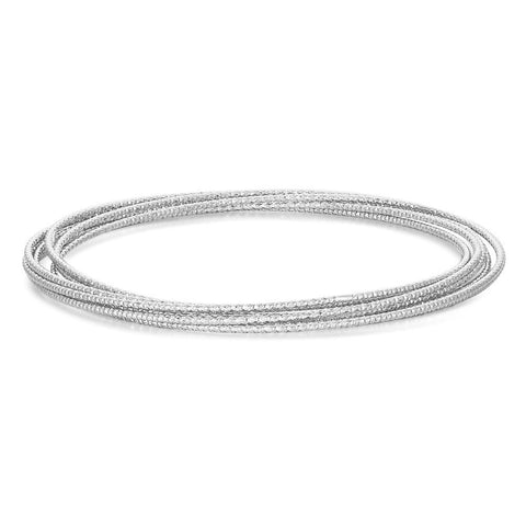 Silver Bracelet, 7 Chiseled Bangles