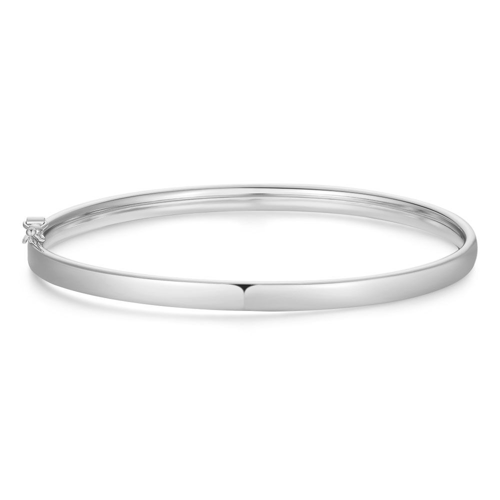Silver Bracelet, Oval Bangle, 6 Cm