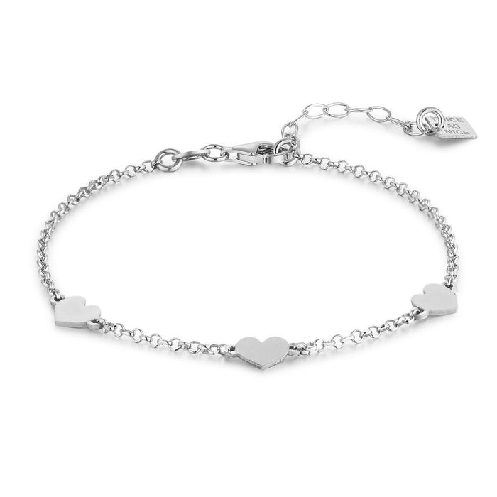 Silver Bracelet, 3 Small Hearts