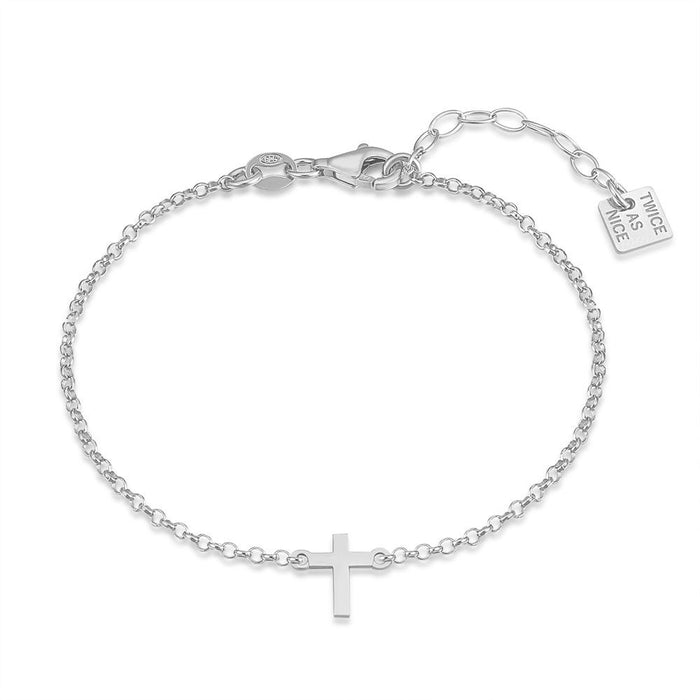 Silver Bracelet, Forcat Chain, Cross