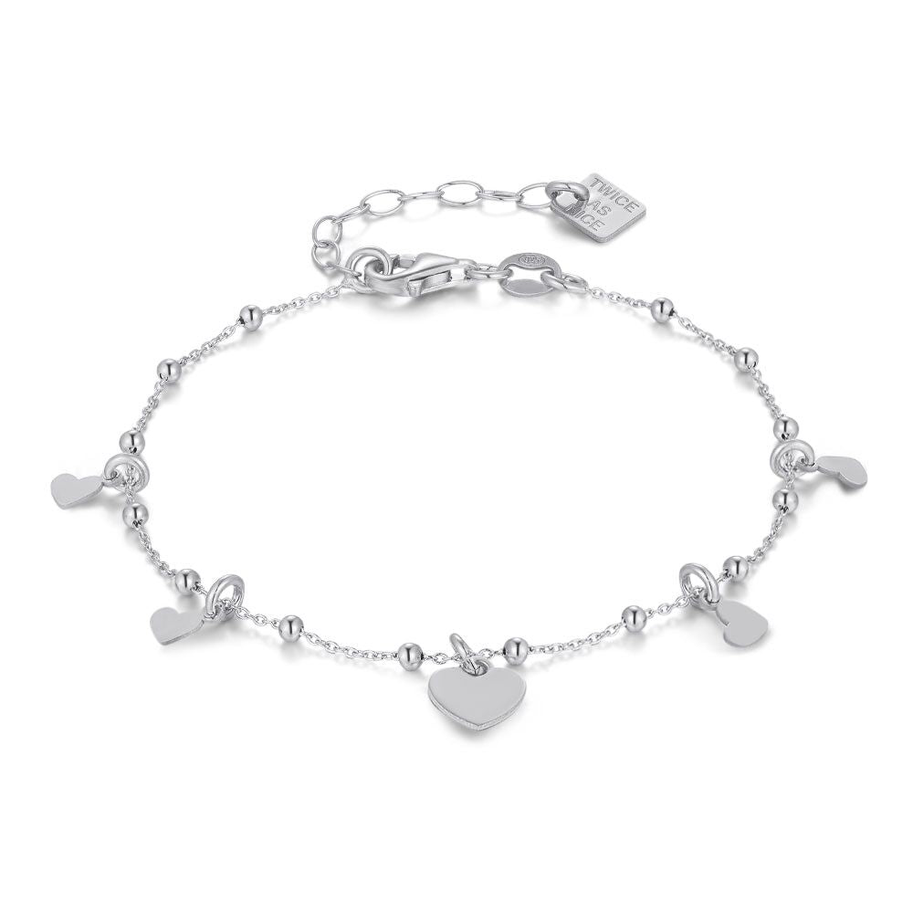 Silver Bracelet, Hearts And Balls