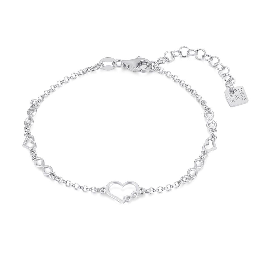 Silver Bracelet, Hearts And Infinities
