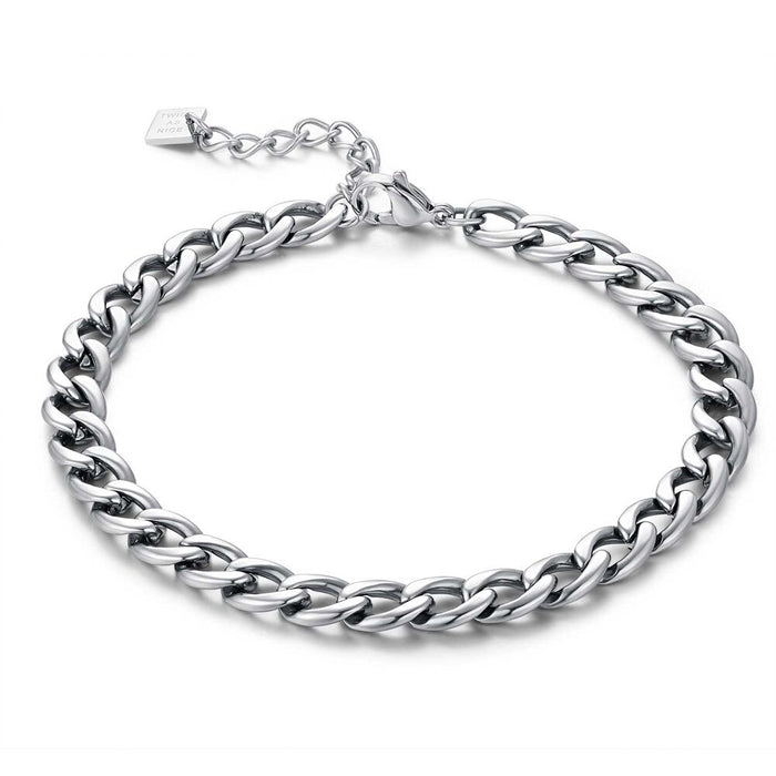 Stainless Steel Bracelet, Gourmet Chain 7 Mm