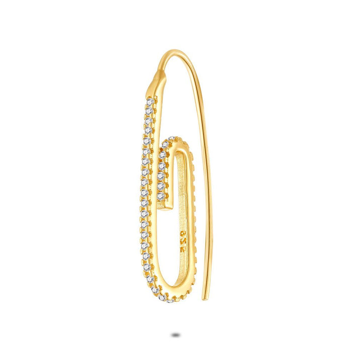 Earring Per Piece In 18Ct Gold Plated Silver, Paperclip With Zirconia