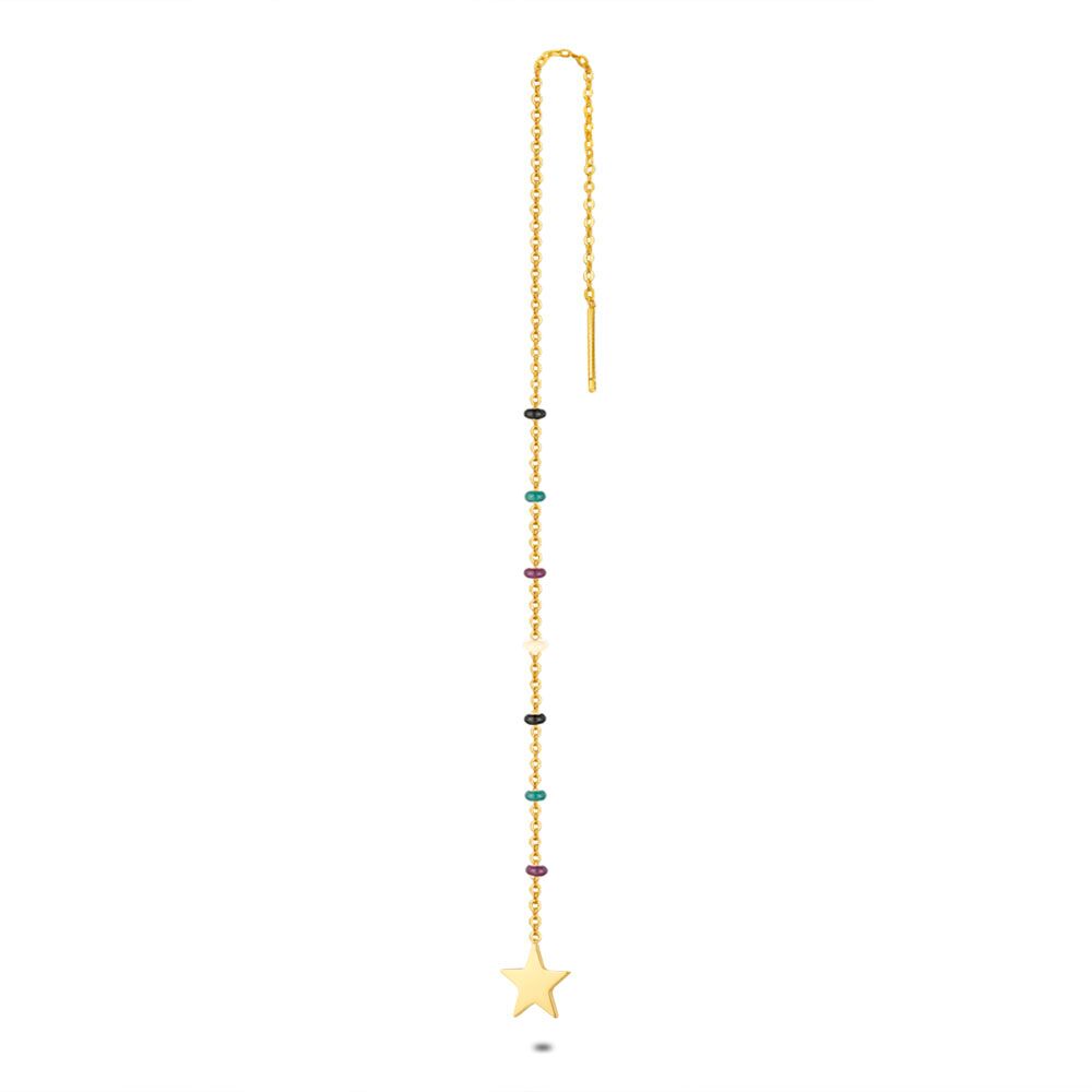 Earring Per Piece In 18Ct Gold Plated Silver, Multi-Coloured Balls, Star