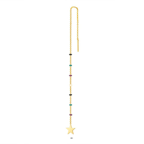 Earring Per Piece In 18Ct Gold Plated Silver, Multi-Coloured Balls, Star