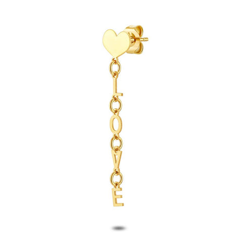 Earring Per Piece In 18Ct Gold Plated Silver, Heart, Love