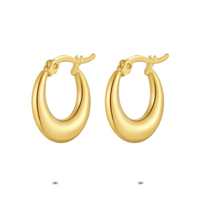 Gold Coloured Stainless Steel Earrings, Hoop Earrings, 18 Mm