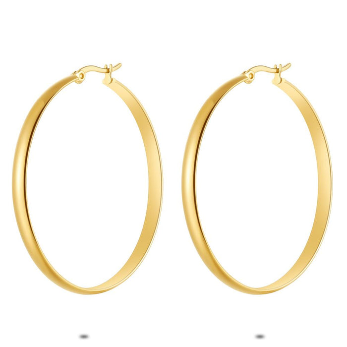 Gold Coloured Stainless Steel Earrings, Hoop Earrings, 50 Mm