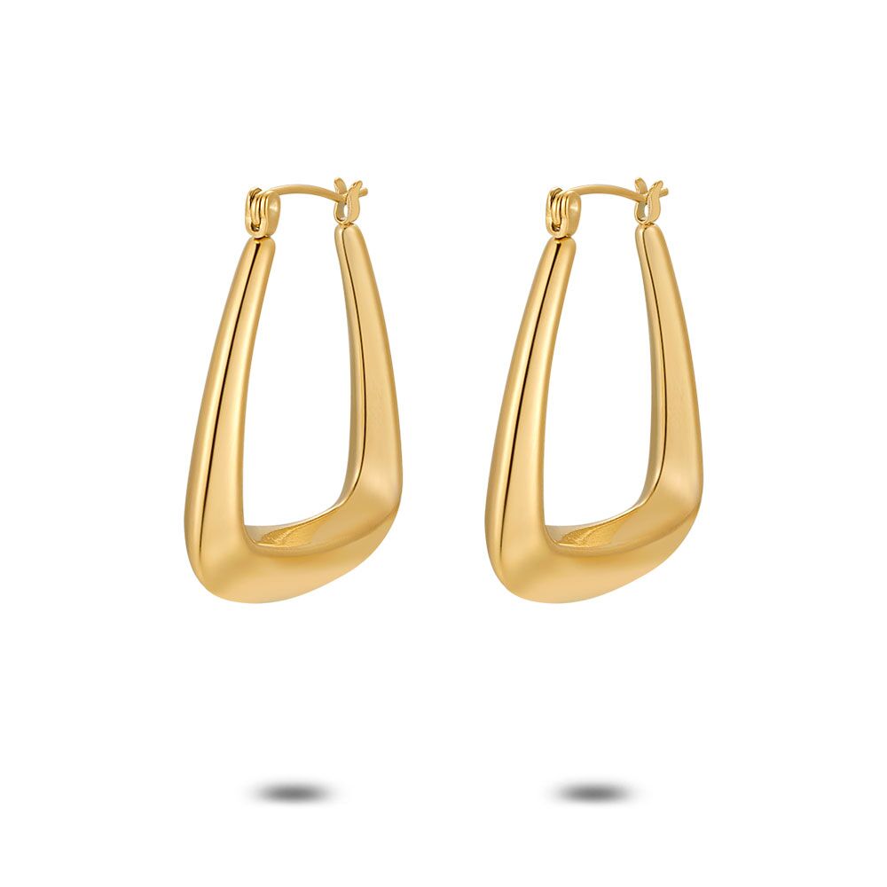Gold Coloured Stainless Steel Earrings, Triangle