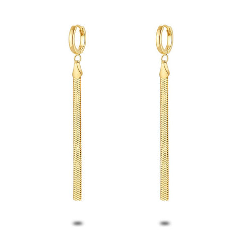 Gold Coloured Stainless Steel Earrings, Flat Snake